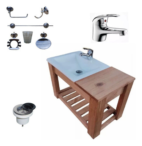 Hanging Vanity with Sink, Faucet, and 5-Piece Bathroom Set - DF Hogar 32
