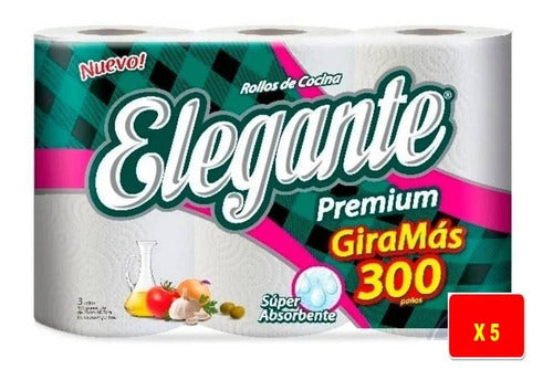 Elegant Kitchen Roll 3 X 100 Towels - Pack of 5 Packages 0