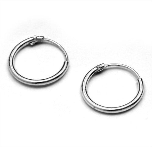 Small Smooth Cuban Link Hoop Earrings 1 cm of 925 Sterling Silver 0