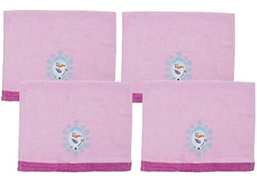 Disney Juego De 4 Toallas De Mano Frozen Olaf 11x18, Rosa 1