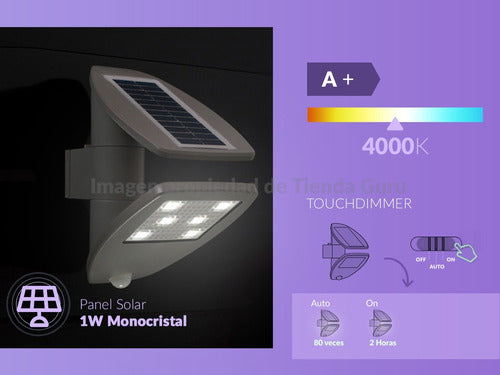 Lutec Luz Led Exterior Con Panel Solar Detector Movimiento P9011 6