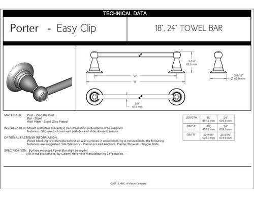 Delta Faucet PTR18-BN Porter 18 Inch Wall Mounted Towel Bar 3