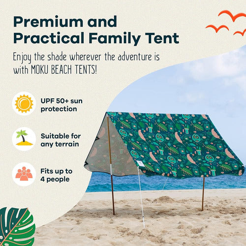 Moku Beach Co Upf 50+ Portable Beach Canopy Tent Set - Monta 1