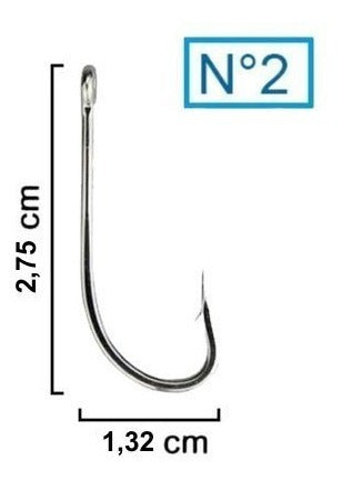Marine Sports Stainless Steel Fishing Hooks Size 2 (Pack of 10) 1