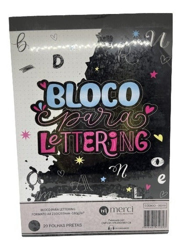 Bloco Para Lettering A4 Preto Merci C/20folhas. 0