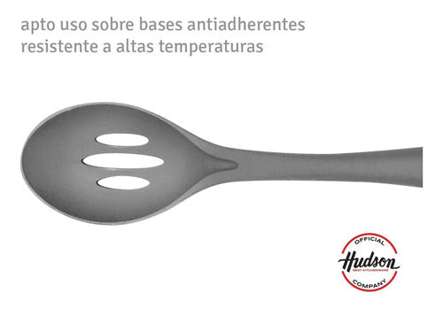 Cuchara Hudson De Nylon Gris Con Mango Acero Inoxidable 2