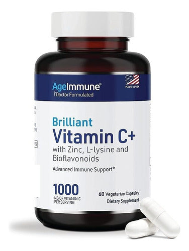 AgeImmune Vitamin C Complex with Zinc and Lysine 60 Capsules 0