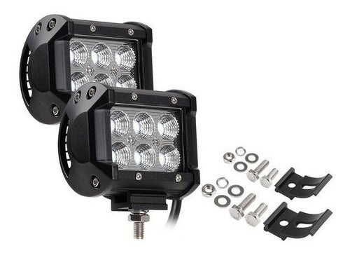 Par De Faros Auxiliares 18w 6 Led Cree Autos Motos Off Road 1