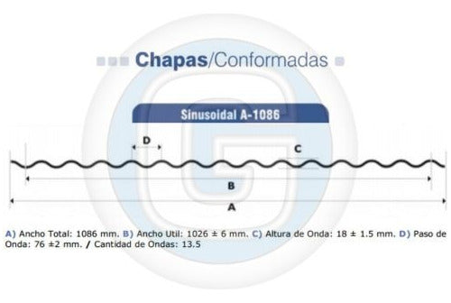 Ternium Chapa Techo Galvanizada Acanalada C25 Hoja De 1,10 X 3,50 Mt 4