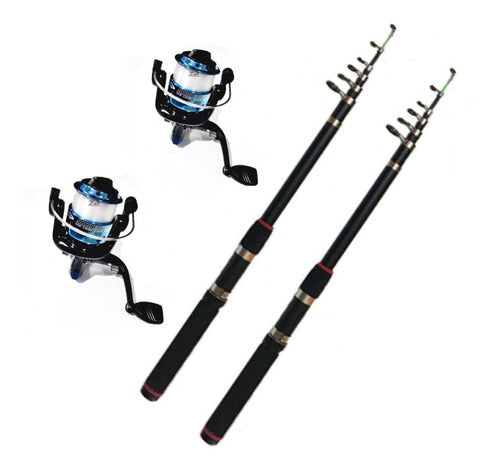 Red Fish Fishing Combo: 2 Reels + 2 Rods 1.80m + 4 Lines Offer 7