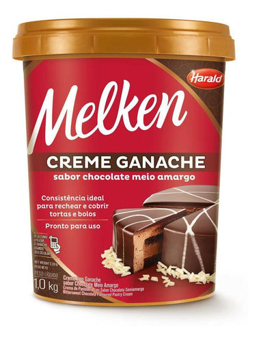 Creme Ganache Chocolate Meio Amargo Melken 1kg Harald 0