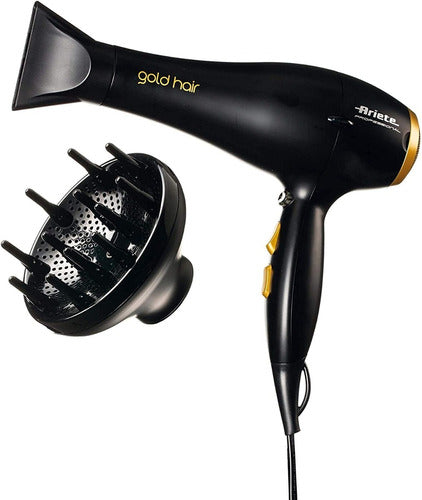 Ariete Gold Hair Ionic Professional Hair Dryer 2000W, Black 8135 0