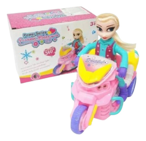 Brinquedo Boneca Na Moto Gira Musical E Com Luz 0