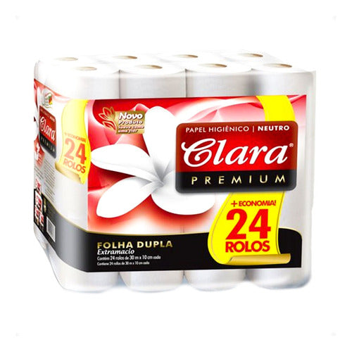 Papel Higiénico Clara Doble Hoja Premium 30m X24  Pack X 2 K 2