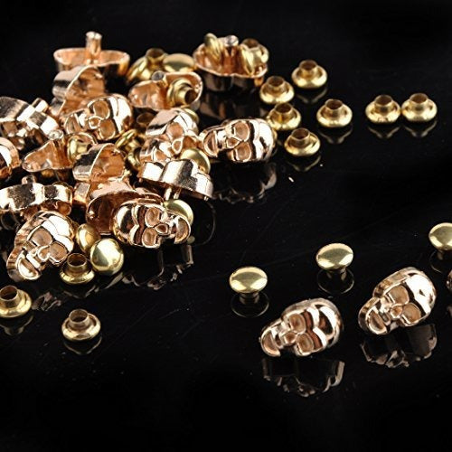 Rubyca 30 Skull Head Rivets Studs - Gold 1