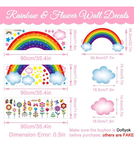 Joyduo Rainbow Wall Decal - 3 Sheets Rainbow Wall Stickers 1