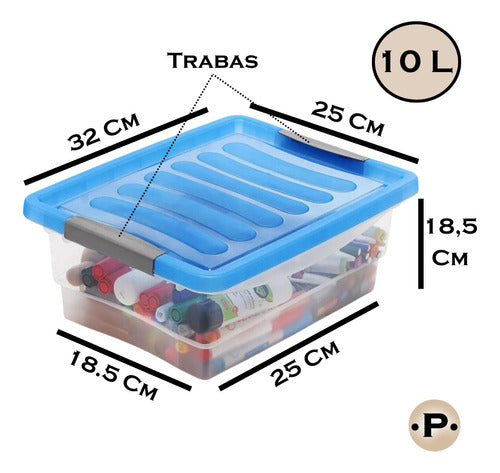 Prego Hogar Plastic Organizer X5 with Lid 10 Liters Transparent Box 5