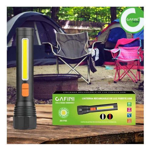 Cafini Linterna Recarcable Led P50 + Cob Gran Potencia 2