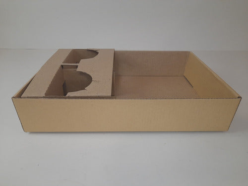 10 Corrugated Cardboard Trays with Coasters 40x20x6 2