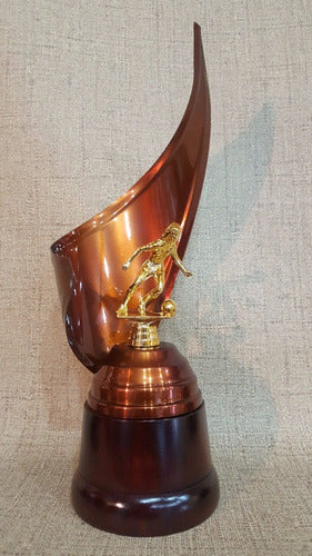 CABPremiaciones Trofeo Metálico Futbol Femenino Dorada 37cm Base Madera 1