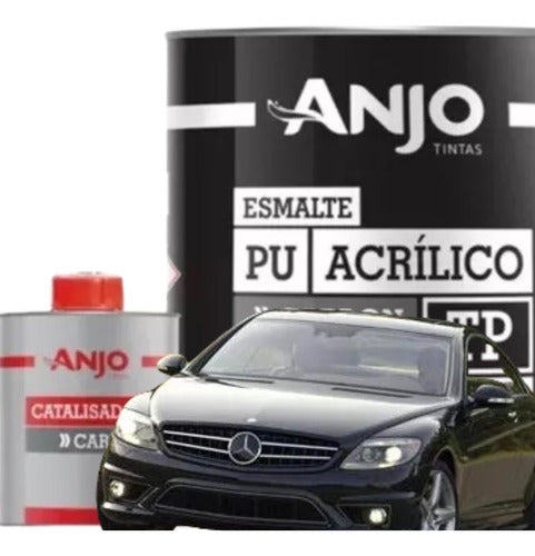 ANJO TINTAS 900ml PU Automotive Paint Kit Black Gloss with Catalyst 0