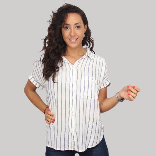 American Eagle Striped Wide Fit Shirt 0