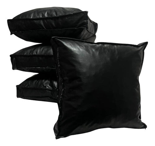 UNACASAMILHOGARES Pack of 4 Eco-Leather Cushions Covers 60x60 1