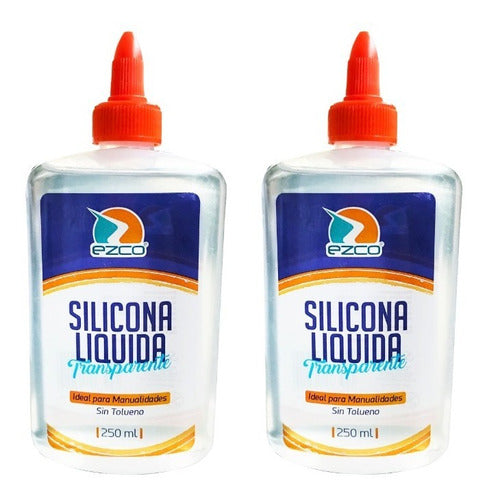 2 Silicona Liquida Transparente Adhesiva Ezco X 250ml 0