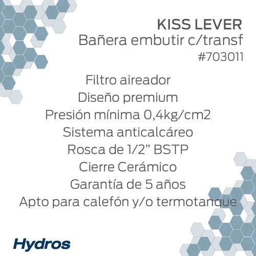 Grifería Ducha Embutir Hydros Kiss C /transferencia Cerámico 2