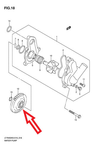 Engranaje Plástico Bomba De Agua Original Suzuki Ltr450 1