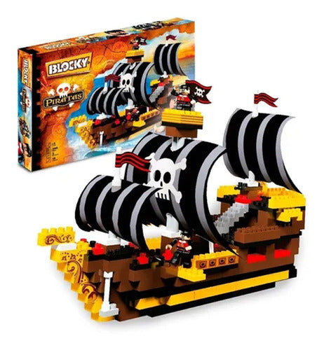 Blocky Pirate Ship Building Blocks 290 Pieces 0