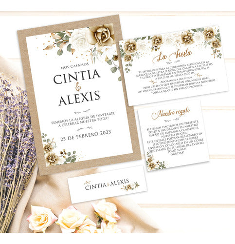 Entre Tintas y Papeles Customizable Wedding Invitation Card Set 1