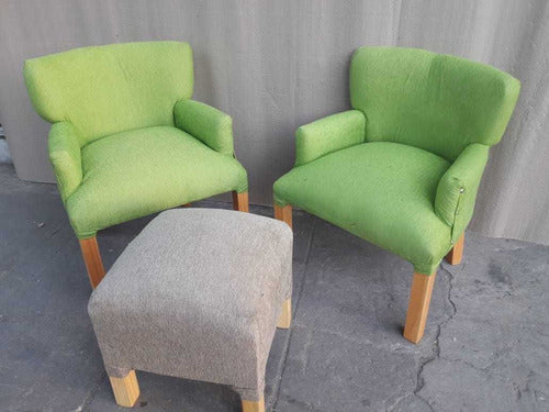 Set of Two Matera Chairs with Armrest + One Small Stool 3
