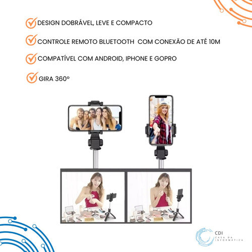 Bastão De Selfie Self Bluetooth Monopé Kit Gravação Vídeo 1