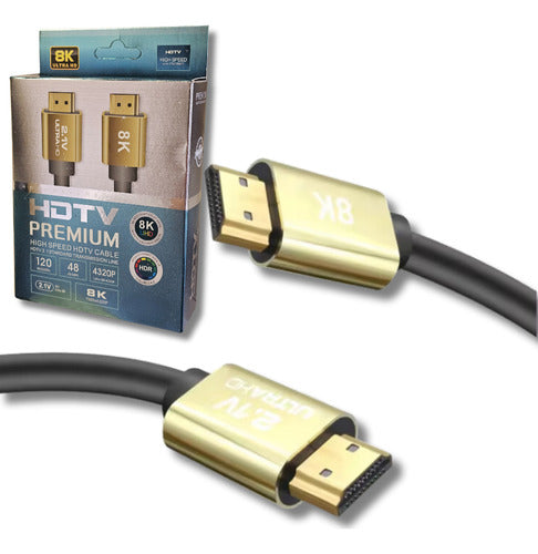 Amitosai 2m HDMI 8K 120Hz 2.1 HDR eARC 48Gbps Gold Cable 0