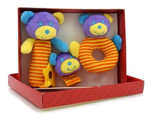 Set of 3 Baby Rattles Plush Fun in Box 0
