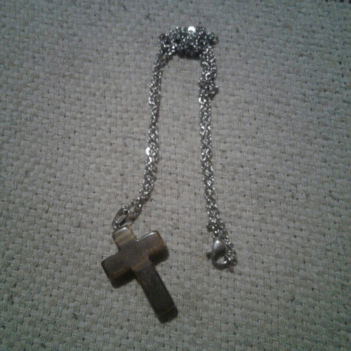 Surgical Steel Chain with Tiger Eye Cross Pendant 1