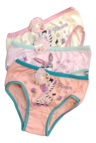 Pack of 3 Girls' Cotton Underwear Assorted 4