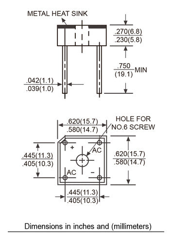 20x Br610 Puente Rectificador 6a 1000v Tipo Mesa 1