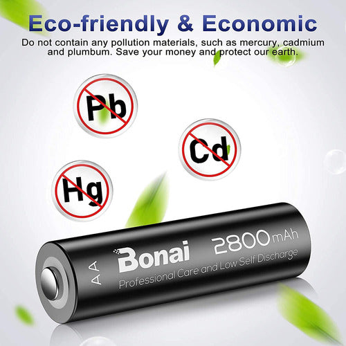 Bonai Rechargeable AA Batteries 2800 mAh High Capacity 1