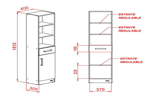 Mosconi Mueble De Cocina Columna Modular 1 Puerta 1 Cajon 1