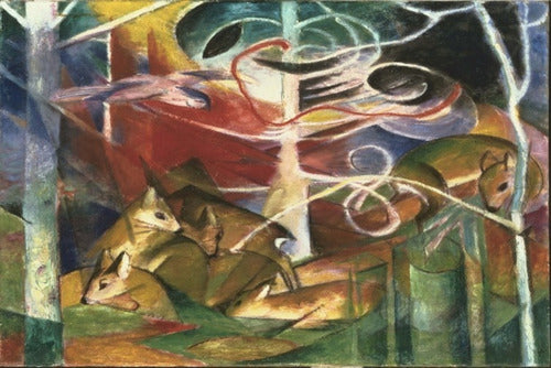 Franz Marc - Ciervos En El Bosque - Lámina 45x30 Cm 0