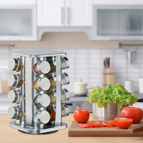 Generic 360 Degree Rotating Spice Rack with 16 Glass Jars 1