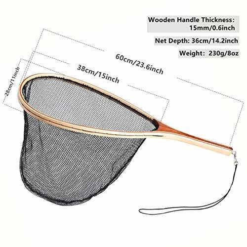 NC Tear Drop Fly Fishing Landing Net Wooden Frame Trout Bass Catch And Release Net Waterproof Nylon Mesh 1