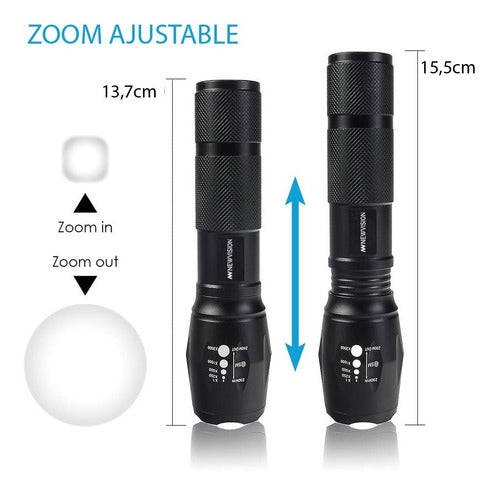 Powerful Rechargeable Tactical Military LED Flashlight Hunting Fishing Zoom Kit 3
