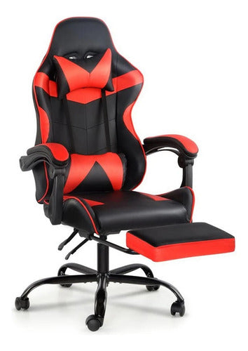 Lumax Gamer Chair Model Rom with Footrest - Black/Red 0