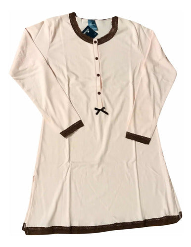 Long Sleeve Nursing Nightgown with Button Detail - Doncelle 17-111 2