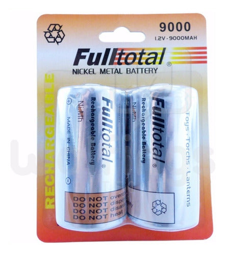 Fulltotal Rechargeable D Batteries 9000 mAh Long Lasting - 2 Pack 0