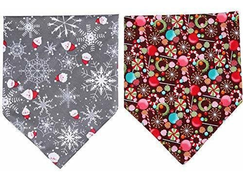 Kzhareen 2 Pack Christmas Dog Bandana Reversible Triangular 1