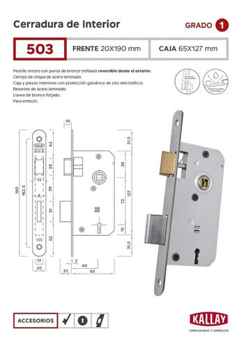 Kallay 10 Interior Door Locks Model 503 Rounded Point 1